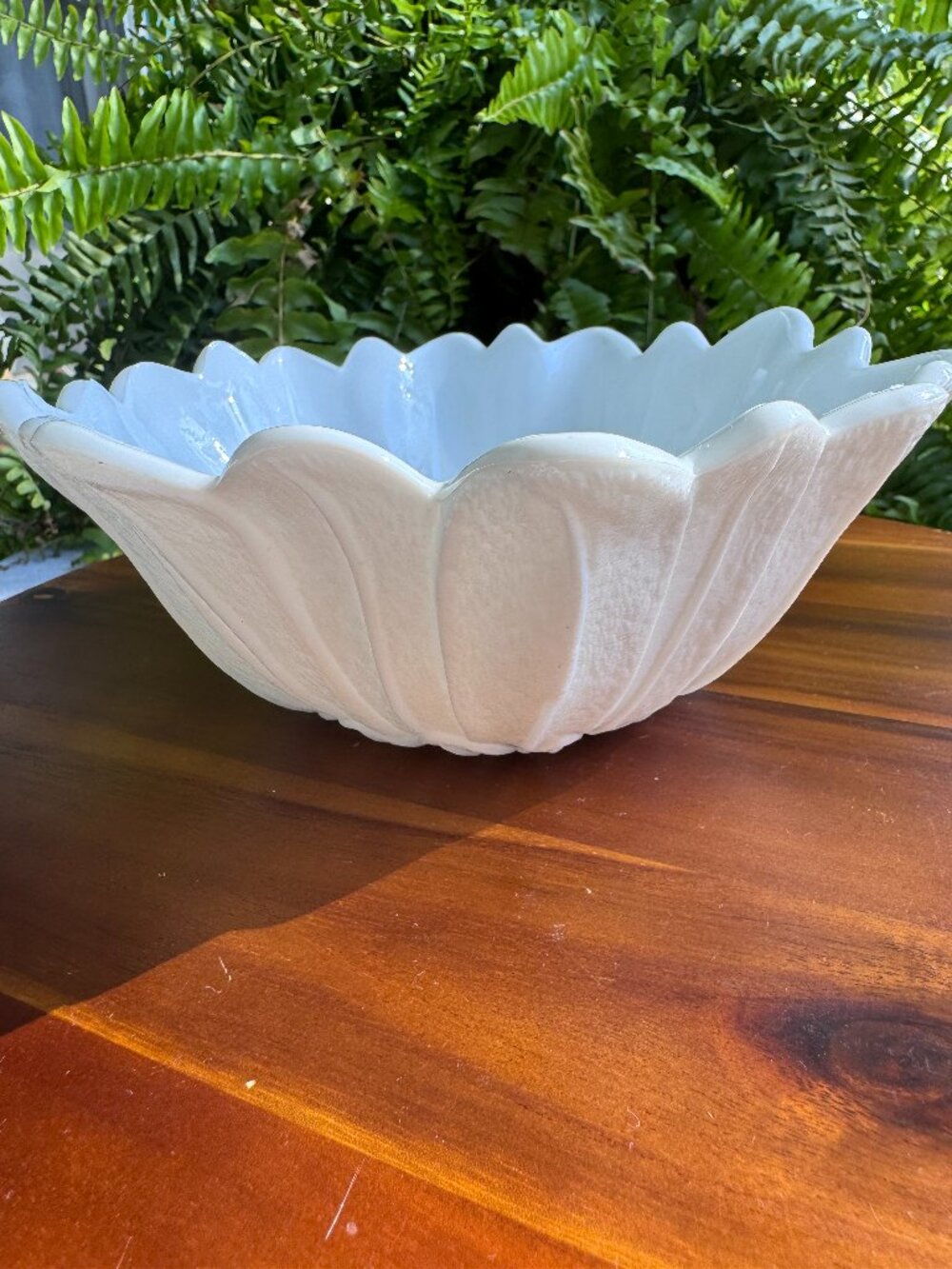 Indiana Glass Lily Pons Bowl – White Milk Glass Flower Design